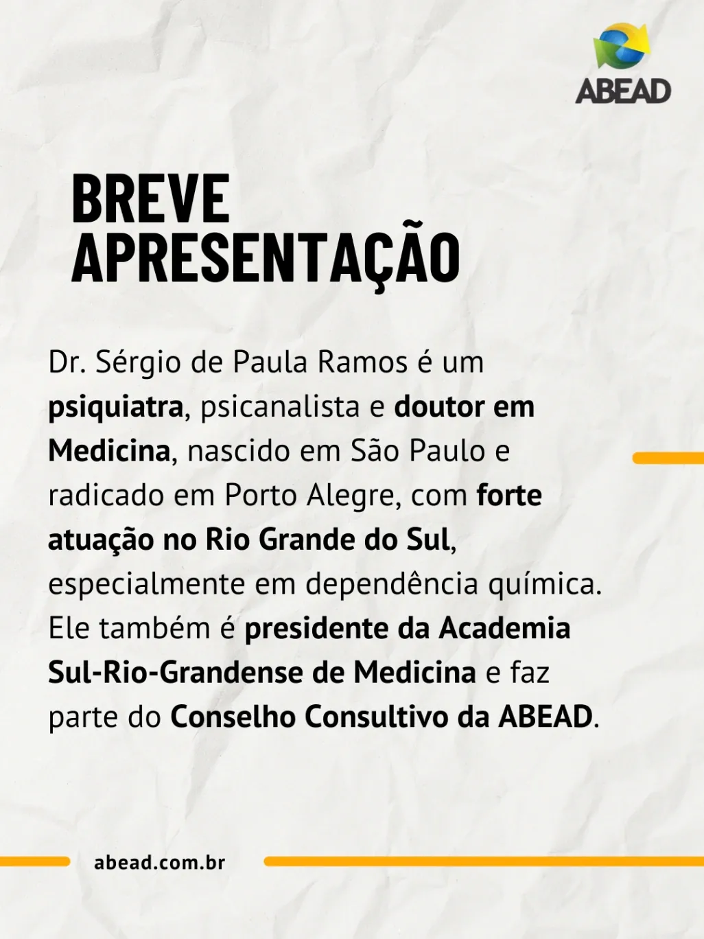 Apresentação do Dr. Sérgio de Paula Ramos.